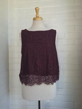 Gap Womens Sleeveless Lace Top Purple Wine Lined NWT Size Large